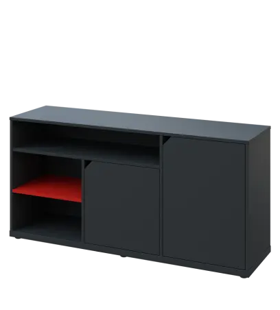 KU2-15DN3 P skříňka nízká 2-dveřová, nika, 740x1522x400, provedení pravé, korpus a dvířka antracit/police červená